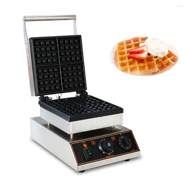 Macchina per il pane Commerciale 4 pezzi Piazza Waffle Maker Iron Baker Piastra da forno antiaderente Torta Forno Cono Macchina Tostapane