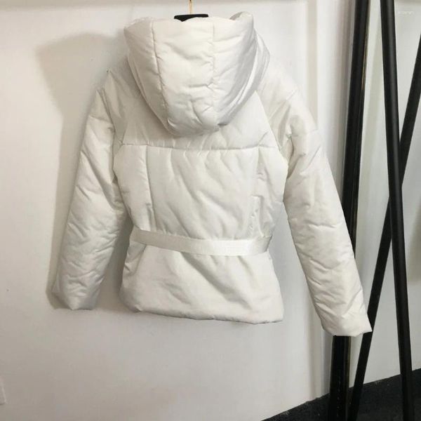 Trench da donna Giacca autunno / inverno Tinta unita Manica lunga con cappello Cintura imbottita in cotone Cappotto moda casual sottile Top 8341