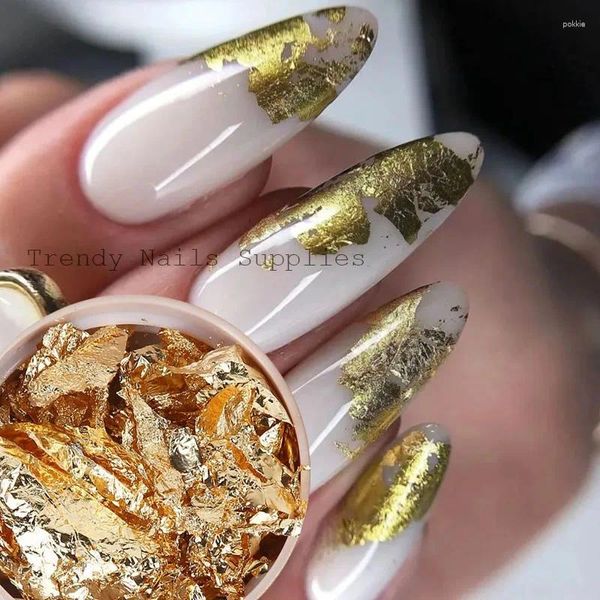 Decorações de arte em unhas folha de prata ouro cobre flocos robustos lantejoulas gel uv dicas de manicure adesivos de decoração