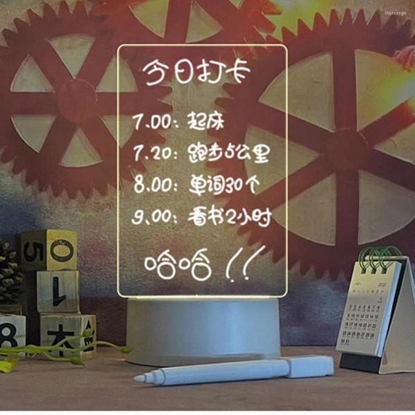 Lampade da tavolo Creative Led Night Light Acrilico USB Message Board Holiday Calendario luminoso trasparente con penna per bambini Decoratio