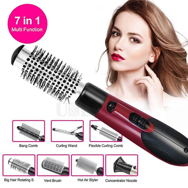 Alisadores de cabelo 7 em 1 Secador de cabelo de uma etapa Volumizer Escova de ar Rotativa Secador de cabelo Alisador de cabelo Pente Secador de ondulação de cabelo 231120