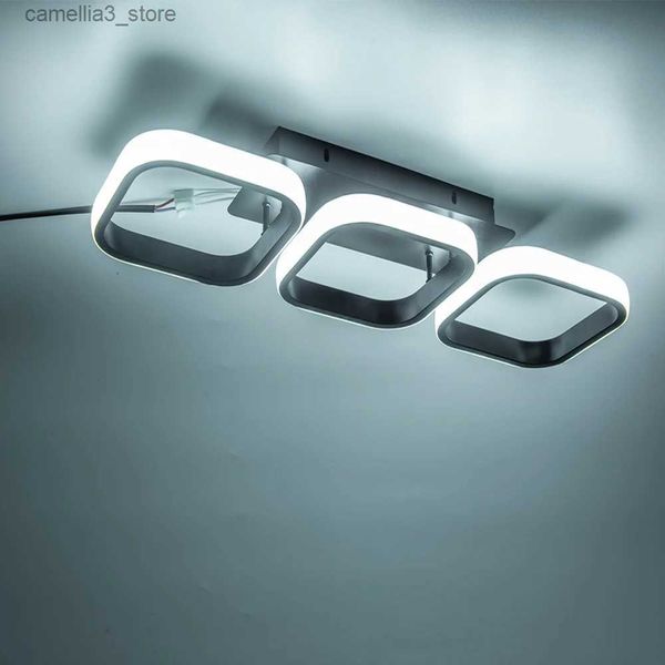 Plafoniere Moderna Lampadario a LED Lampada a sospensione Moda minimalista Lampada a sospensione Soggiorno Camera da letto Cornice quadrata Anelli Appesi Illuminazione domestica Q231120