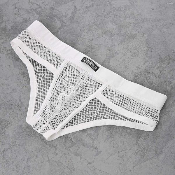 Underpants inteligente-menmode homens malha roupa interior sexy briefs transparente verão respirável lingerie calcinha shorts baixo-rise net mens