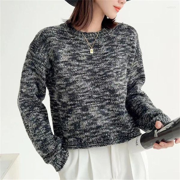 Женские свитера, короткие и утолщенные пуловеры с нижним свитером на осень-зиму, винтажный трикотаж, оптовая скидка
