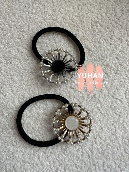 Moda pérolas 2c símbolo faixa de cabelo flor de metal corda de cabelo c 4x4cm acessórios com cartão de papel