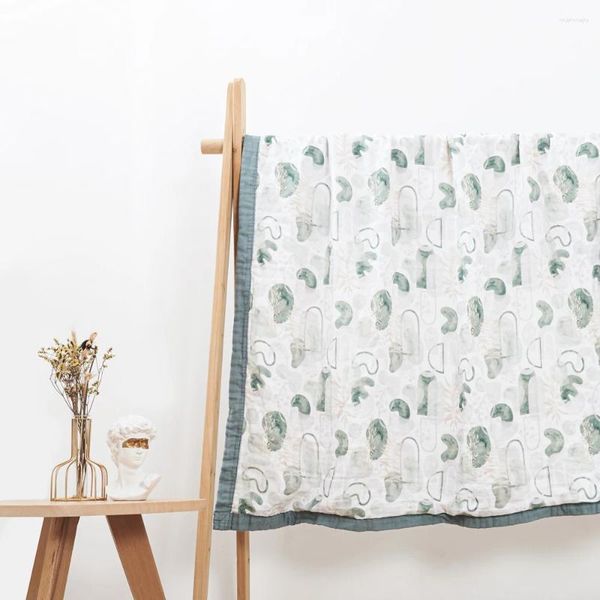 Одеяла HappyFlute 120 110 см, 4 слоя, высокое качество, бамбуковая хлопчатобумажная ткань, муслиновое Swaddlle, мягкое, удобное детское одеяло на четыре сезона