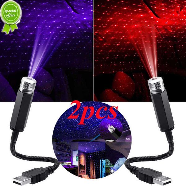 2x Romântico LED LED Stary Sky Night Light 5V USB Power Galaxy Star Projector Lâmpada para Decoração de teto da sala do teto de carro Plugue