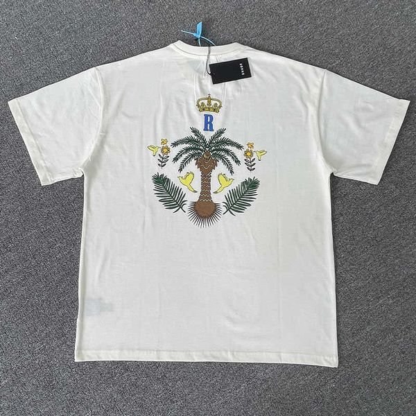 Дизайнерская модная одежда Футболки Футболки в стиле хип-хоп Rhude American Summer Crown Coconut Tree Повседневная футболка с круглым вырезом и коротким рукавом Мужская свободная уличная одежда