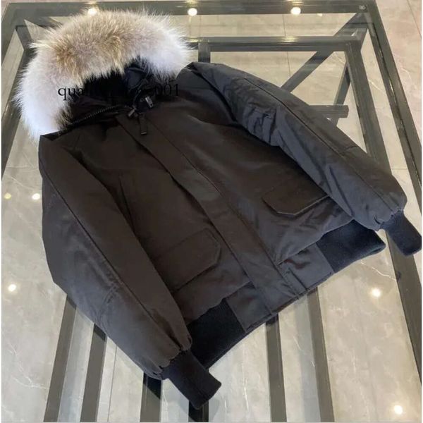 Piumino bomber da uomo Vera pelliccia di lupo con cappuccio Parka in tela Lettera Tasche con cerniera patch Caldo capispalla spesso Designer Cappotto invernale da donna 8763