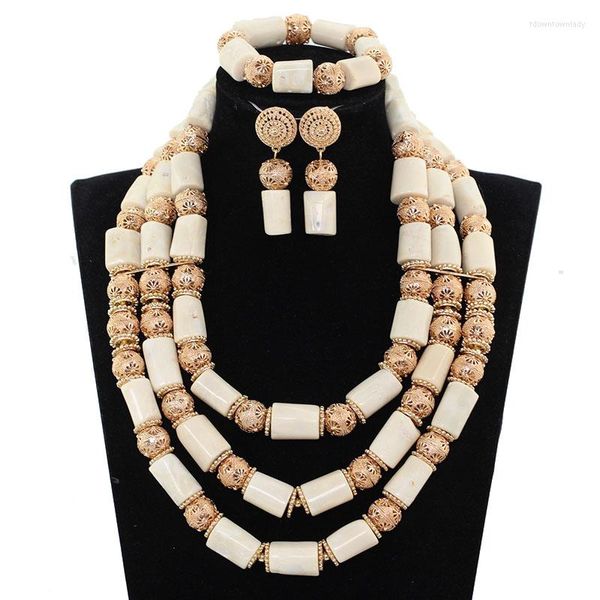 Halskette Ohrringe Set Echte Koralle Perlen Elegante Frauen Kostüm Brautschmuck 26 Zoll Für Afrikanische Traditionelle Hochzeit ABH593