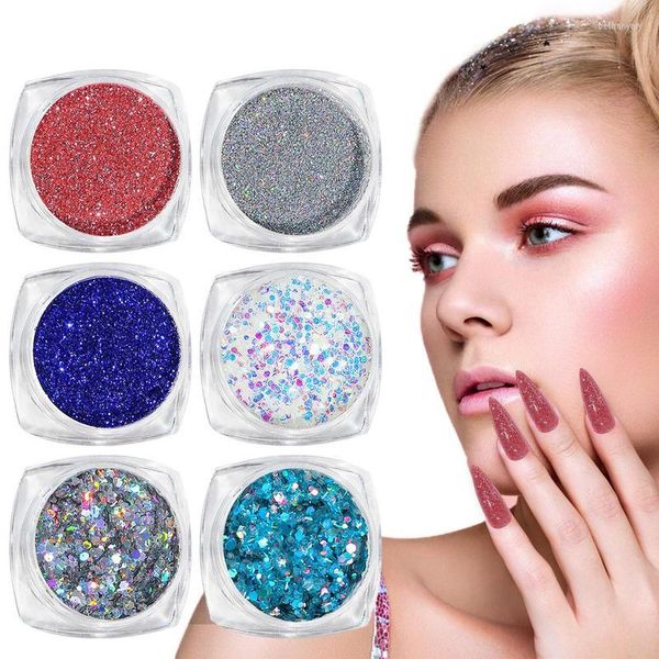 Glitter da unha para unhas Art Kits Kits Pack de 6 Shinning Powder Eyeshadow Cosmético Crafts Decoração Presente