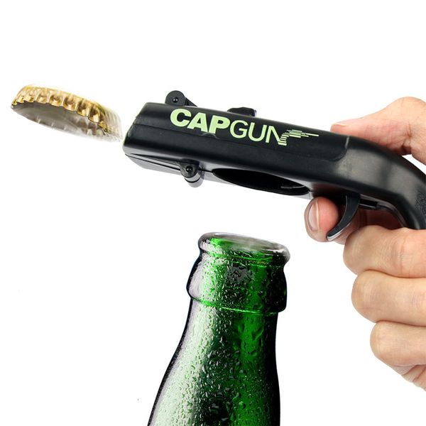 Abridores Cap Gun portátil Creative Flying Er Bottle Beer Opener Bar Tool Drink Abertura de tampas em forma de tiro Red cinza 230419