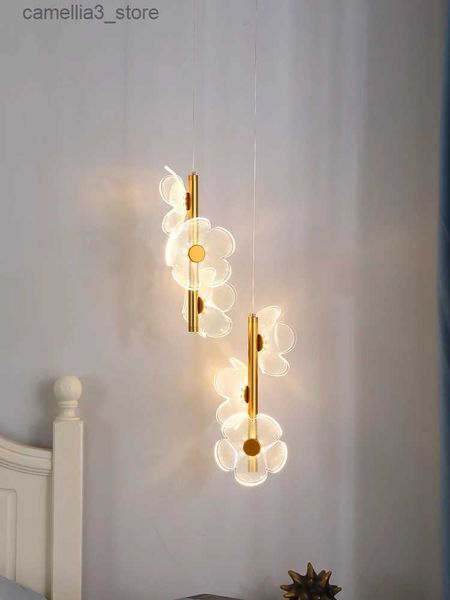 Plafoniere Nordic LED lampadario luce fiore di lusso lampada a sospensione soffitto comodino camera da letto casa camera per bambini studio illuminazione decorativa Q231120