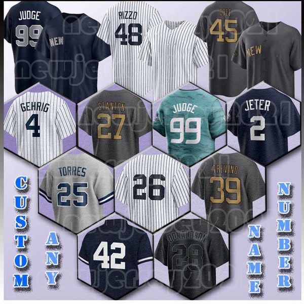 99 Aaron Judge 2 Derek Jeter Baseballtrikot Gerrit Cole Carlos Rodon Josh Donaldson Giancarlo Stanton Gleyber Torres DJ LeMahieu Anthony Rizzo Aaron Hicks Pereira