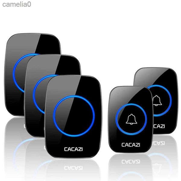 Campainhas CACAZI Smart À Prova D 'Água Sem Fio Campainha LED Luz Toque Botão Home Security 60 Chimes Door Call Bell US UE UK Plug 300M RangeL231120