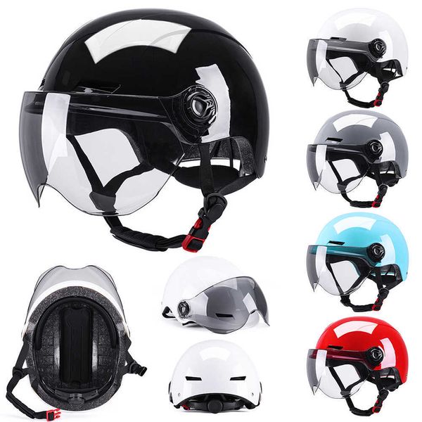 Caschi da ciclismo Caschi da moto elettrici per adulti Mezzo casco Scooter Casco da motociclista Casco da motociclista con specchio rimovibile per sport all'aria aperta P230419