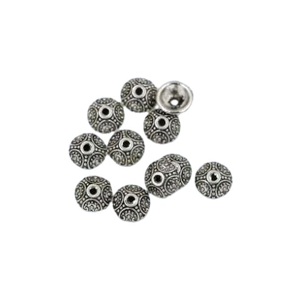 500 tappi per perline realizzati in argento antico in lega di zinco, 10 mm, accessori per gioielli fai da te