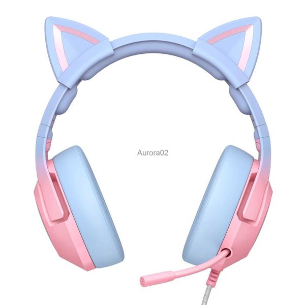 Наушники для сотового телефона Новые наушники K9 Gradient Gaming Headset с динамической подсветкой RGB HD Микрофонная гарнитура Gamer, подходящая для ПК PS4 XB0X ONE note PC YQ231120