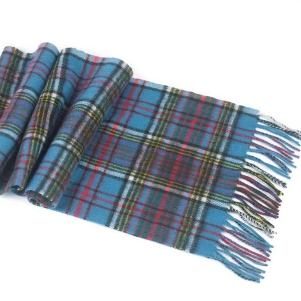 Eşarplar Kuzu Yün Kaşmir Eşarp Katı Ekose Tartan Çizelgesi Uzun Tassel Pashmina Şalları Erkek Kadınlar İçin Folar.