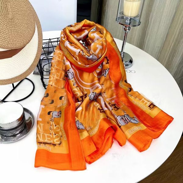 Высококачественный осенний зимний бренд шелк Silk Scarf Classic Super Long Shaw