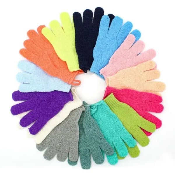 200pcs / DHL Arcobaleno Guanti da doccia colorati Moda Cinque dita Attrito a doppia faccia Bagno Esfoliazione Pulizia Pelle Forte decontaminazione Golve NOVITÀ