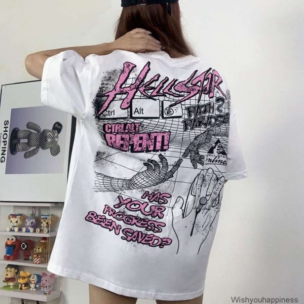 Tees Camisetas Luxo Mens Designer Moda Roupas Versão Correta de Hellstar Cho Niche American High Arcade Machine Capaz Boys Radio Wave Mens Womens Pure Cotto