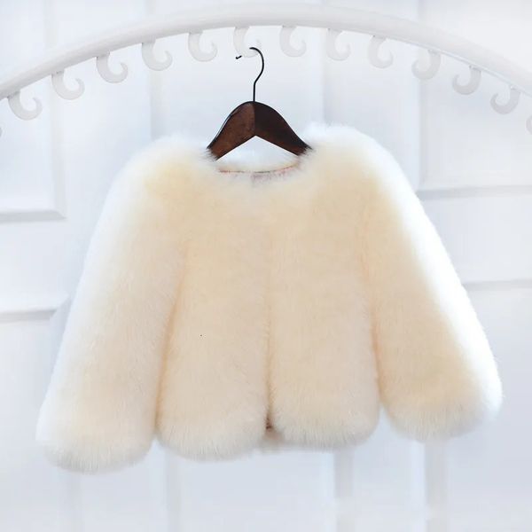 Ceketler Kış Moda Kız Sahte Kürk Matap Kısa Stil Çocuk Dış Giyim Lüks Sıcak Taklit Tilki Kürk Ceket Kızlar Kıyafetleri TZ649 231120