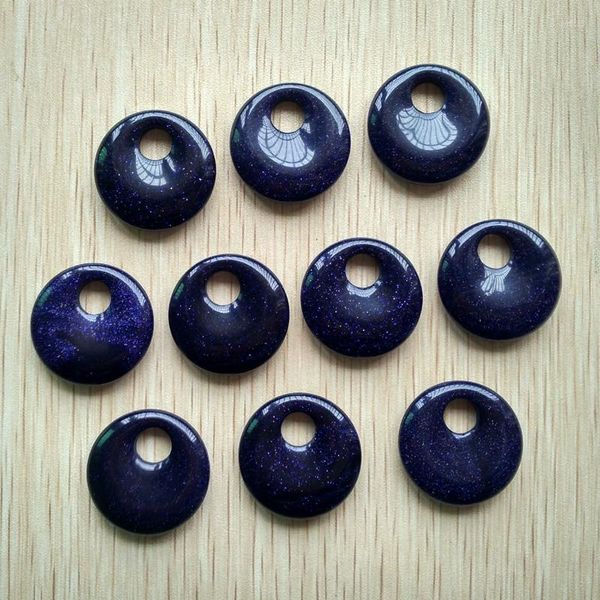 Collane con ciondolo 2023 Fashion Blue Sand Stone Gogo Donut Pendenti con ciondoli Perline per collana Bracciale Creazione di gioielli Commercio all'ingrosso 10 pz / lotto