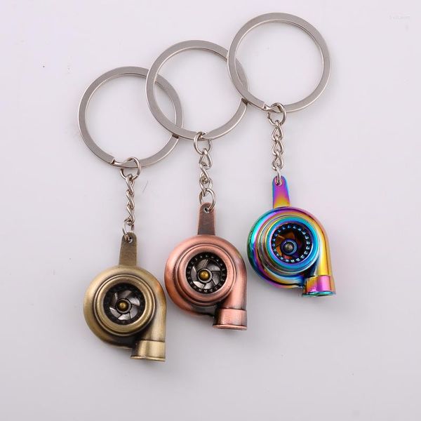 Chaveiros 1pc Creative Mini TurboCharger Keychain rotativo Turbina anel de metal anel de carro Acessórios para interiores