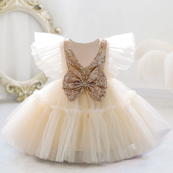 Abiti da ragazza Toddler 1st Birthday Dress For Baby Girl Vestiti Paillettes Battesimo Princess Tutu Dress Abiti da ragazza Costume da festa 0-5 anni 230419