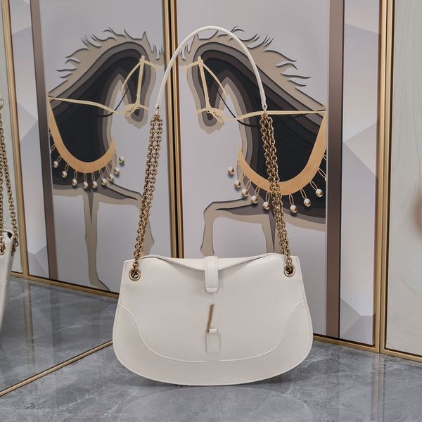 Novo ombro axilas saco de corrente clássico carta ouro importado couro da itália ferrolho sacos moda feminina carteira de compras