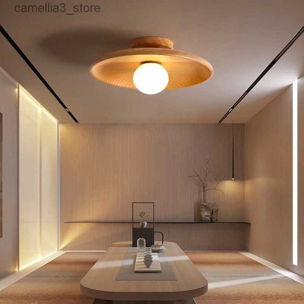 Plafoniere Nordic Led Lampadario a soffitto in legno per soggiorno Lampada da soffitto in legno per camera da letto Sala da pranzo Corridoio Balcone Lampada G9 Q231120