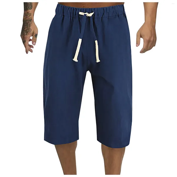 Calças masculinas homens casa ao ar livre capri moda casual básico solto respirável secagem rápida treinamento masculino beachwear 2023