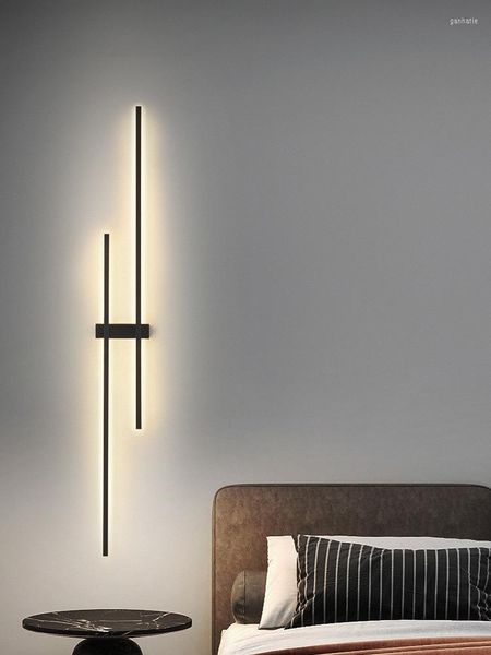 Стеновые лампы творческая фоновая светодиодная линия атмосфера скандинавская кровать спальни минималистские светильники
