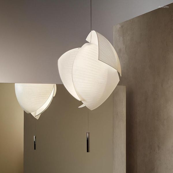 Lâmpadas pendentes japonesas Luzes de seda tranquila Lustres nórdicos Luminária pendurada luminária Duplex Lâmpada de designer de designer da sala de estar