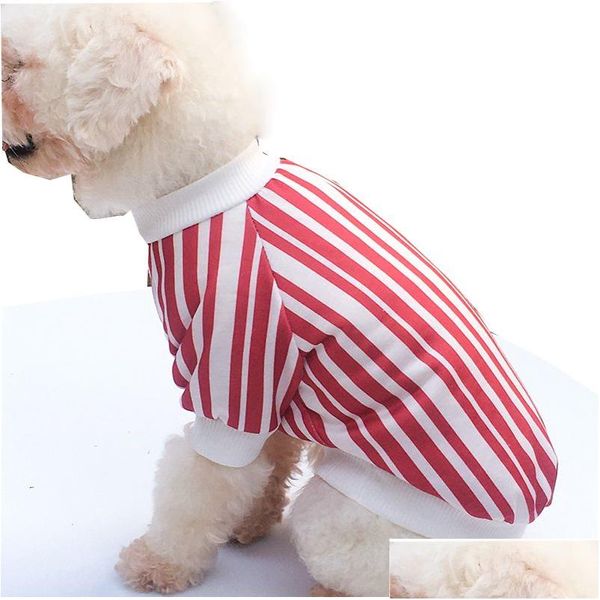 Abbigliamento per cani Abbigliamento per cani a righe estive T-shirt Gilet Abbigliamento per animali domestici per cani di piccola taglia Yorkshire Terrier Camicie Cuccioli Vestiti per gatti Drop Consegna Dh02A