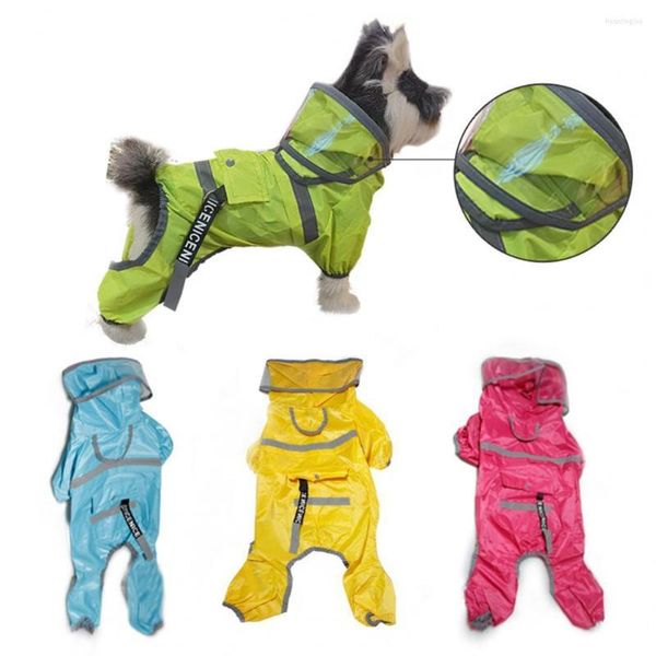 Vestuário para cães petwearwarwear transparente capuz largo aba chuva cães de moda de quatro pernas com capuzes capa de chuva animais de estimação chuva poncho de chuva