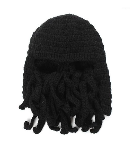 Ciclismo Caps Máscaras Engraçado Tentáculo Polvo Beanie Knit Beard Hat Fisher Cap Vento Máscara de Esqui Black6770175