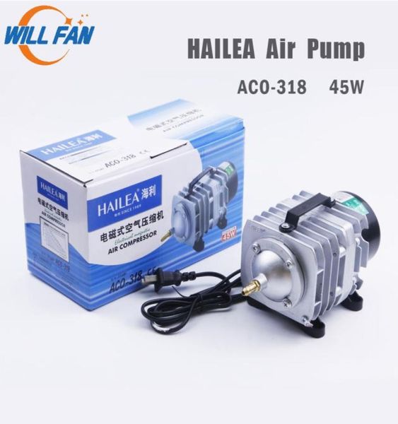Will Fan Hailea Air Pump 45W ACO318 Электрический магнитный воздушный компрессор для лазерной резки 70Lmin Кислородный насос Fish8581987