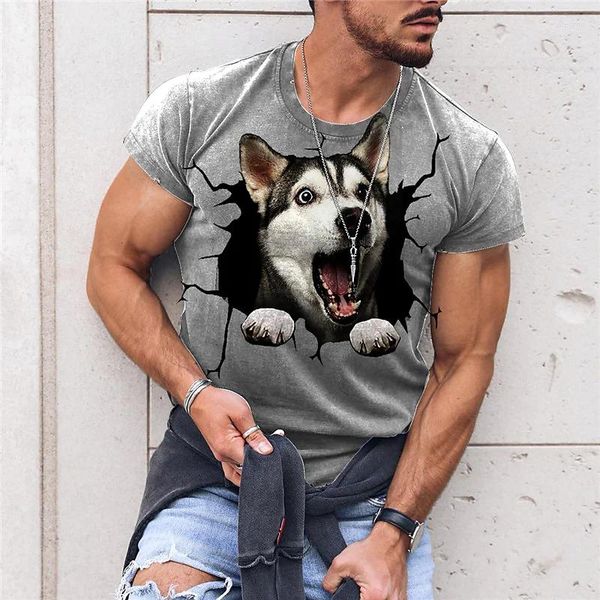 T-shirt da uomo T-shirt stampata 3D per animali domestici da uomo Moda di strada e abbigliamento divertente Abbigliamento estivo traspirante oversize unisex a maniche corte