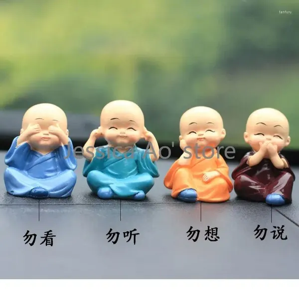 Tea Pets 4-teiliges Keramik-Mönch-Set, Haustier-Yixing-Affenkönig-Statue, Buda-Dekoration, Buddha für Auto
