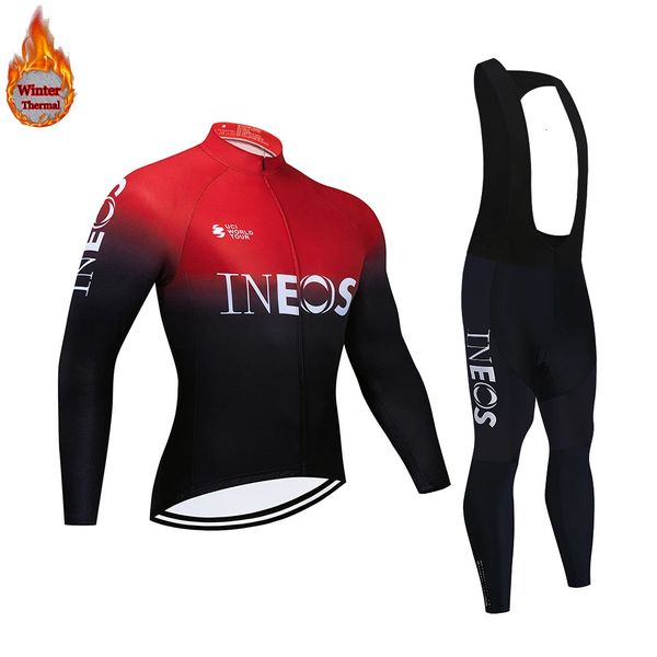 Radtrikot-Sets JUMBO Bike Winter-Thermo-Fleece-Sets Langes Radtrikot 20D Gel PadHerren MTB Ropa Ciclismo Fahrrad Radfahren Maillot Kleidung 231120