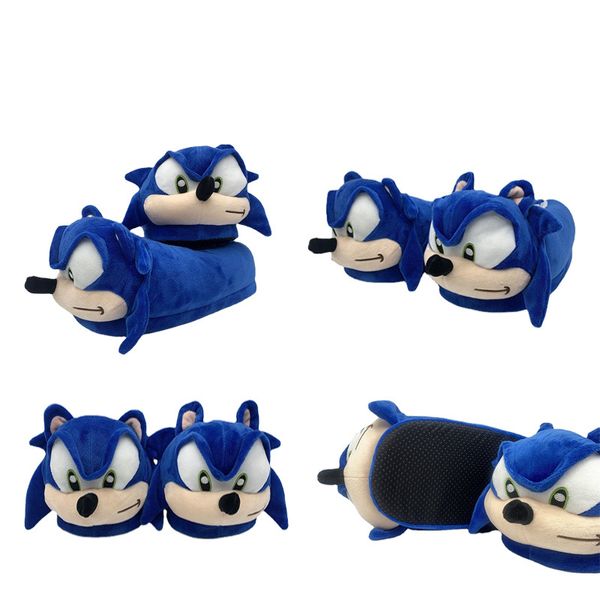 Produttori all'ingrosso sonic teva sandali peluche pantofole per bambini in cotone riccio cartone animato film televisione periferiche pantofole peluche regali per bambini