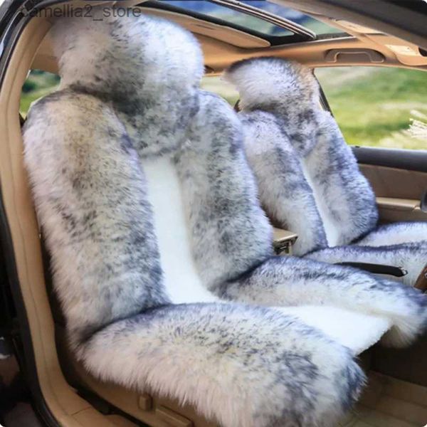 Coprisedili per auto Universale per auto invernale in lana calda Coprisedile anteriore di lusso di alta qualità in pelliccia australiana Cuscino per sedili Accessori per interni auto Q231120