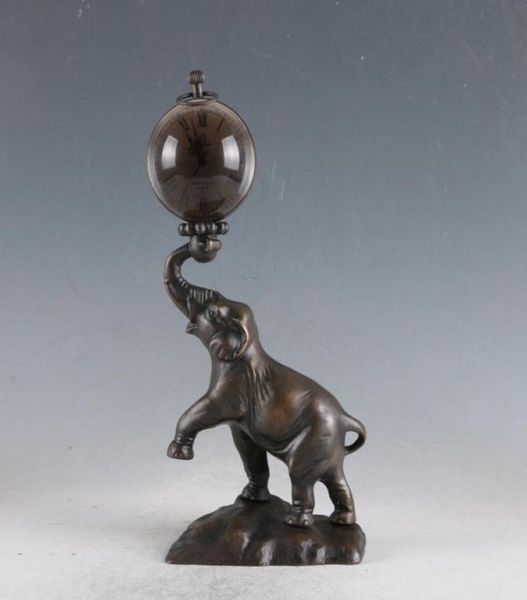 Antiquariato europeo squisito ottone classico orologio meccanico a forma di elefantegtgtgt 8289257