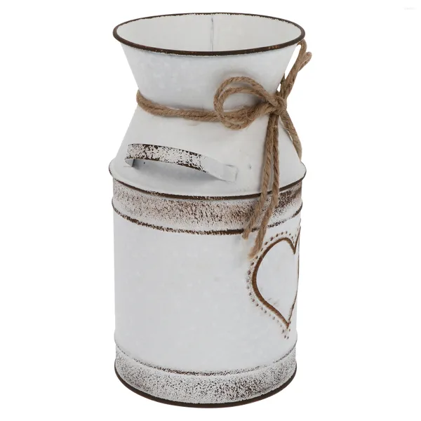 Vases Vase Fleur Ferme Métal Rustique Seau Pichet Pichet Vintage Décor Galvanisé Shabby Français Décoration De Mariage