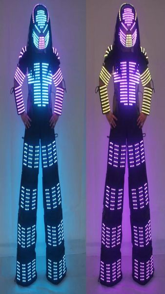Nuovi Arrivi LED Costume Robot David Guetta LED Vestito Robot Laser robot giacca Rangers Trampoli Vestiti Costumi Luminosi5158531