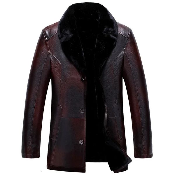 Männer Pelz Faux Winter Leder Jacke Männer Britischen Stil Mantel Einreiher Dicke Jacken Casual Graben Oversize 5XL 231120