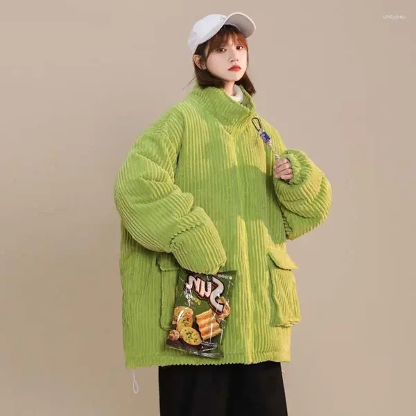 Casacos de Trench das Mulheres 2023 Inverno Jaqueta Acolchoada Mulheres Proteção Fria e Calor Nicho Corduroy Oversized