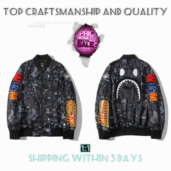 Top Craftsmanship Giacche da uomo Shark Mens Star Spots Designer Coat Varsity Cobranding Stylist Storm Ghosts Giacca mimetica stile militare Baseball Wearkorz0 O